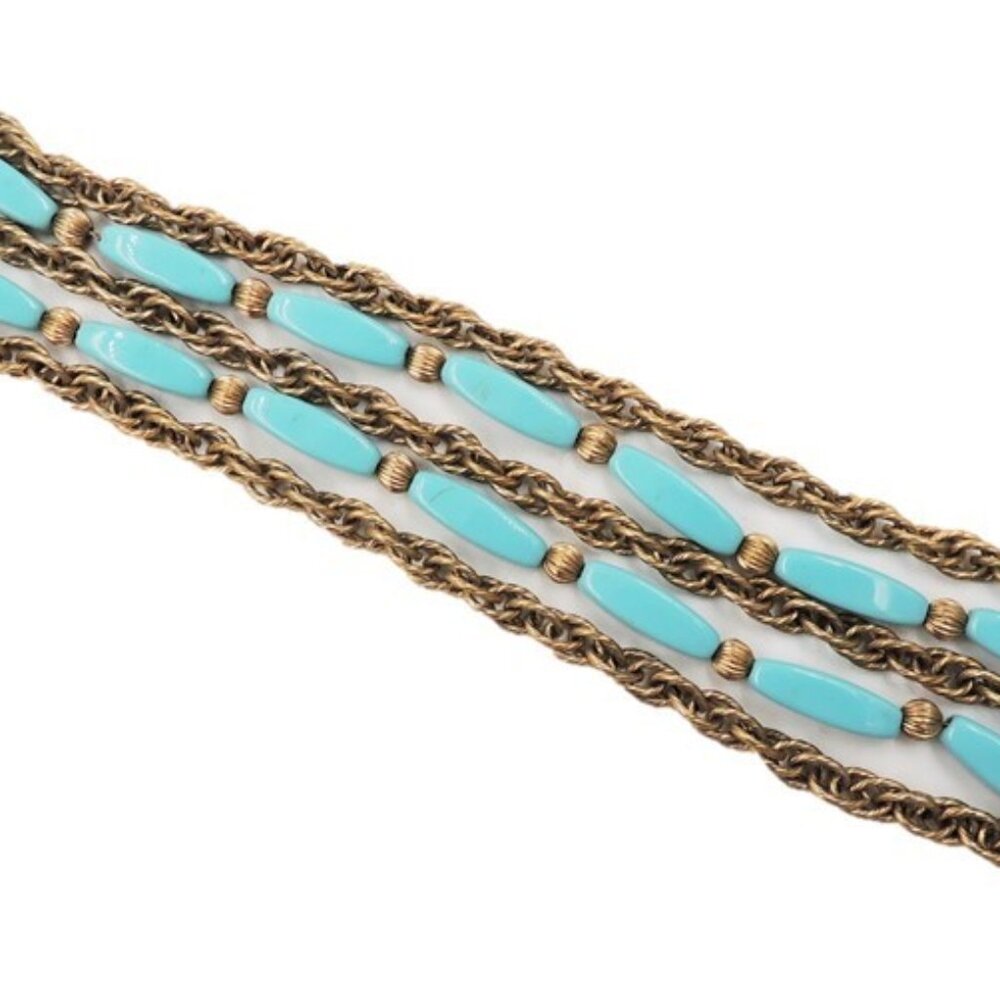 Vintage 1950s Signed Napier Faux-Turquoise Beaded Bracelet